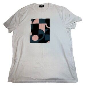 Express Men's Graphic Print Cotton T-Shirt White Crew Neck Size L